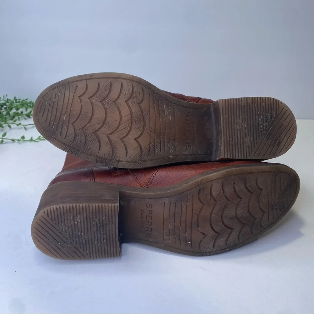Sperry Juniper Glyn Top Sider Ankle Boots Brown Leather Size 6.5M